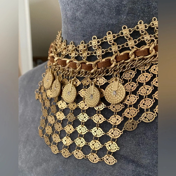 NWT Free People Get Obsessed Choker Necklace Gold Tone - Picture 4 of 5